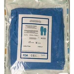 10 pcs Blue Disposable Sterile Reinforced Gown/Latex Free/Sealed each